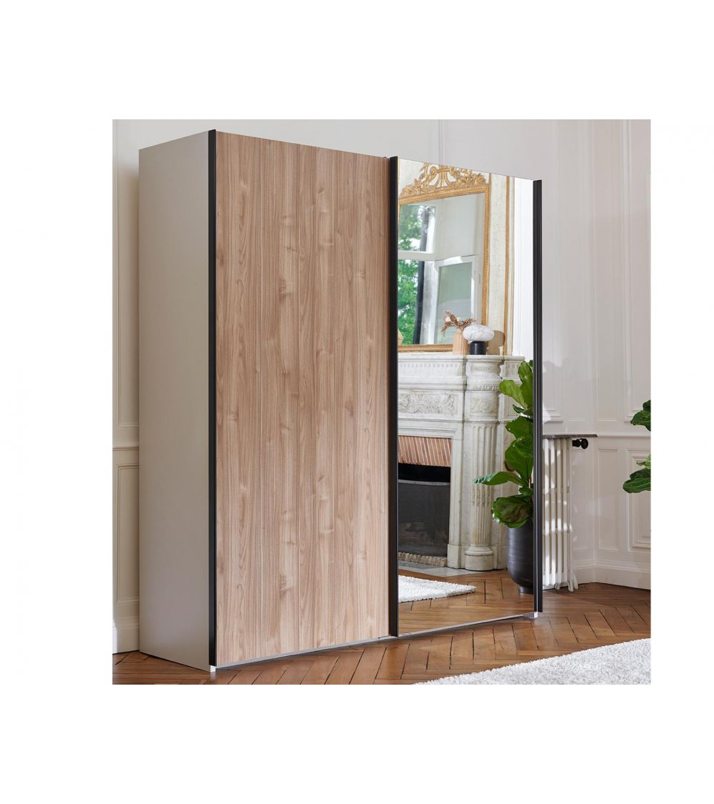 Celio - Armoire 2 portes coulissantes avec miroir - Toscane