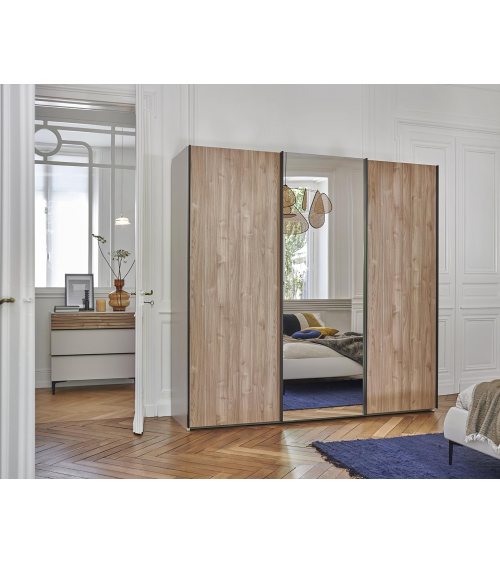 Celio - Armoire 3 portes coulissantes avec miroir - Toscane